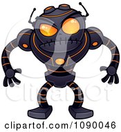 Angry Black Robot With Orange Eyes