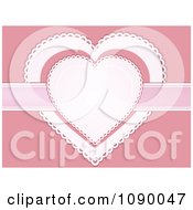 White And Pink Doily Hearts With A Ribbon