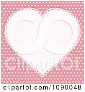 Poster, Art Print Of White Doily Heart Over Pink With White Hearts
