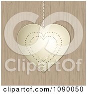 3d Gold Valentine Heart Suspended Over Wood