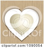 Poster, Art Print Of 3d Gold Valentine Heart Hanging In A Wood Cutout