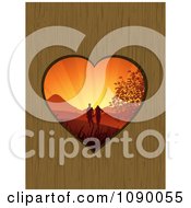 Poster, Art Print Of Sunset Couple Outdoors Through A Heart Hole In Wood
