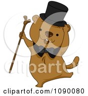 Poster, Art Print Of Groundhog Dancing With A Cane And Top Hat