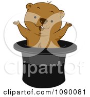 Poster, Art Print Of Groundhog Popping Out Of A Top Hat