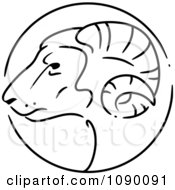 Poster, Art Print Of Black And White Goat Chinese Zodiac Circle