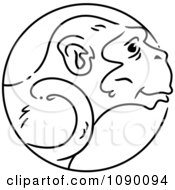Clipart Black And White Monkey Chinese Zodiac Circle Royalty Free Vector Illustration by BNP Design Studio