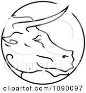 Clipart Black And White Ox Chinese Zodiac Circle Royalty Free Vector Illustration