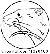 Clipart Black And White Rat Chinese Zodiac Circle Royalty Free Vector Illustration by BNP Design Studio