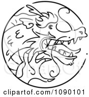 Poster, Art Print Of Black And White Dragon Chinese Zodiac Circle