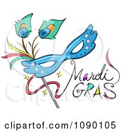 Clipart Mardi Gras Greeting With A Mask Royalty Free Vector Illustration