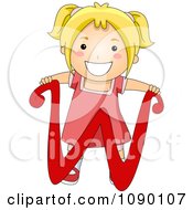 Clipart Letter W Girl Child Royalty Free Vector Illustration