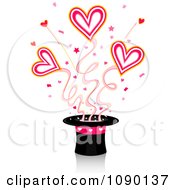 Poster, Art Print Of Magic Top Hat With Shooting Hearts