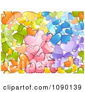 Poster, Art Print Of Seamless Background Of Colorful Doodled Hearts
