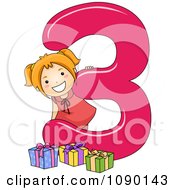 Poster, Art Print Of School Girl And 3 Presents By Number Three