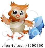 Poster, Art Print Of Shopper Owl With Blue Bags