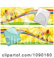 Poster, Art Print Of Rainbow And Potted Plant Gardening Banners