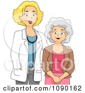 Clipart Friendly Female Geriatric Doctor With A Senior Woman Royalty Free Vector Illustration
