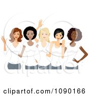 Diverse Ladies Wearing White T Shirts On International Womens Day