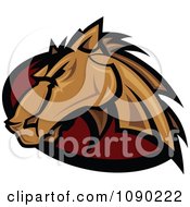 Clipart Brown And Red Mustang Medallion Royalty Free Vector Illustration