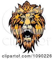 Poster, Art Print Of Roaring African Lion Mascot Head