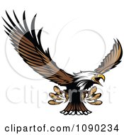 Bald Eagle Mascot Flying And Reaching With Claws