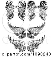 Black And White Ornate Angel Wings