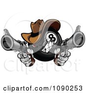 Clipart Billiards Eight Ball Cowboy Shooting Guns Royalty Free Vector Illustration by Chromaco #COLLC1090253-0173