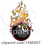 Poster, Art Print Of Eight Ball With Flames
