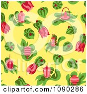 Clipart Seamless Pink Green And Yellow Lantern Festival Background Royalty Free Vector Illustration