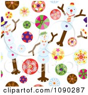 Poster, Art Print Of Seamless Snowman And Ornament Background