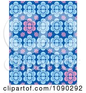Clipart Seamless Blue And Pink Blossom Background Royalty Free Vector Illustration