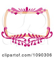 Poster, Art Print Of Pink And Orange Ornate Floral Frame With Copyspace