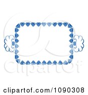 Poster, Art Print Of Blue Ornate Floral Frame With Copyspace