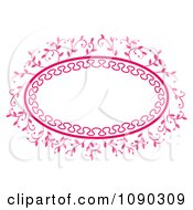 Poster, Art Print Of Pink Ornate Oval Floral Frame With Copyspace