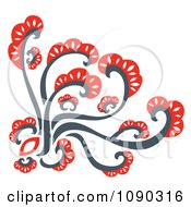 Poster, Art Print Of Red And Gray Decorative Floral Design Element