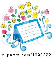 Blank Note With Pink And Yellow Flowers
