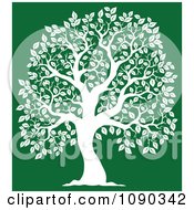 Poster, Art Print Of White Tree Silhouette On Green