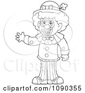 Clipart Outlined Male Clown Waving Royalty Free Vector Illustration