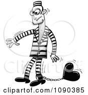 Clipart Male Prisoner Shackled To A Heart Royalty Free Vector Illustration