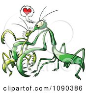 Poster, Art Print Of Female Praying Mantis Luring In Her Male Victim With Love