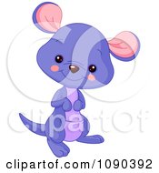 Poster, Art Print Of Cute Purple Baby Zoo Kangaroo Smiling