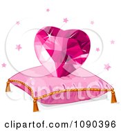 Poster, Art Print Of Pink Heart Gem On A Pillow With Stars