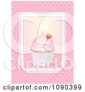 Poster, Art Print Of 3d Valentine Cupcake Picture Placed In Slots Over Pink