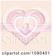 Poster, Art Print Of 3d Valentine Cupcake In The Center Of Doily Hearts