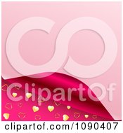 3d Pink Page Curling To Reveal A Magenta And Gold Heart Pattern