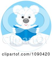 Poster, Art Print Of Cute Polar Bear Sitting And Reading A Book