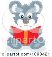 Poster, Art Print Of Cute Koala Sitting And Reading A Book
