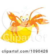 Poster, Art Print Of Cute Hermit Crab In A Yellow Shell