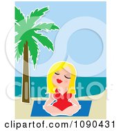 Poster, Art Print Of Blond Woman Meditating In A Yoga Pose On A Tropical Beach