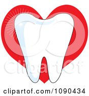 Poster, Art Print Of White Sparkly Molar Tooth Over A Red Heart